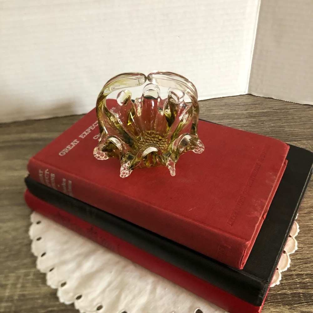 Vtg Chalet Glass Bonbonniere Glass Basket